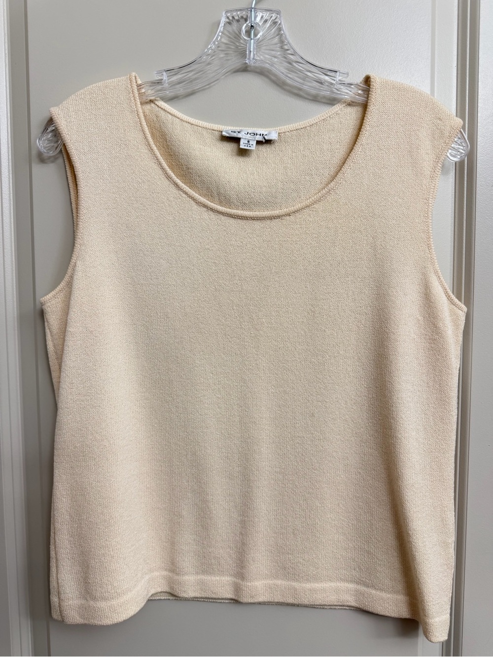 St. John Cream Knit Sleeveless Shell